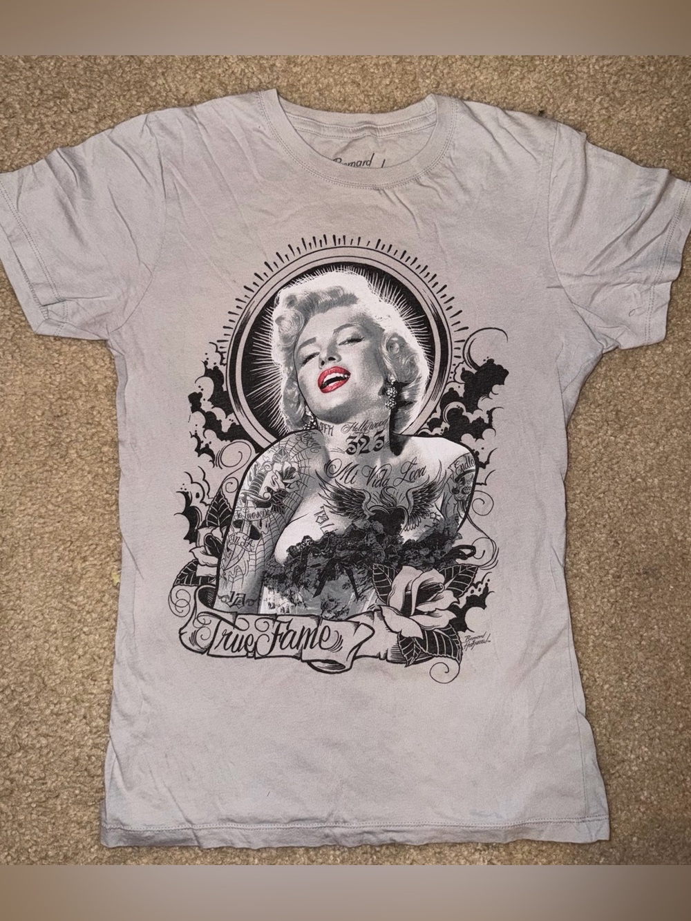 Marilyn Graphic Women’s T-Shirt - Light Gray with Black Print